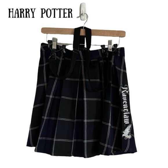 ⭐️RARE⭐️HARRY POTTER Ravenclaw Navy & White Plaid Pleated Mini Skirt Sus… - Picture 1 of 3